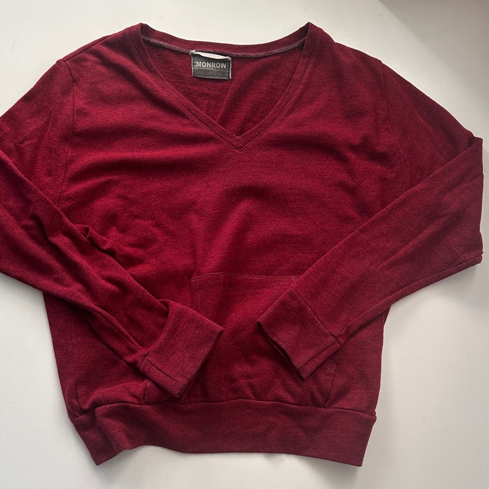 Monrow Women's Burgundy Kangaroo Sweatshirt size S